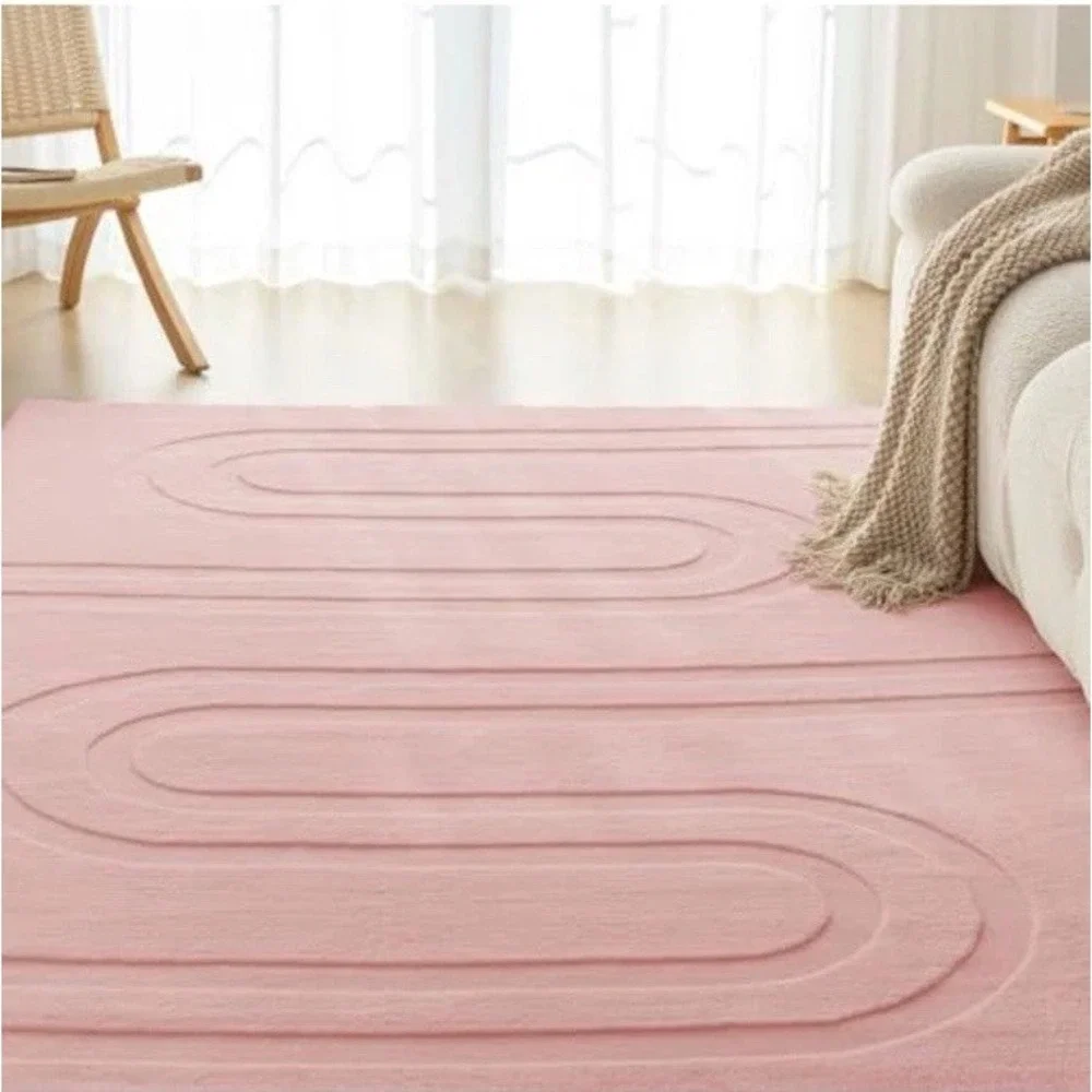 (23)Area Rugs, Soft-Touch Washable Home Decor Carpet Pink 7x5